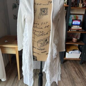 Simply Couture White Lace Trim Cardigan
